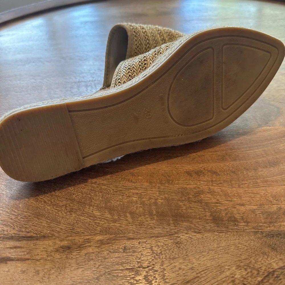 Vidorreta Womens Woven Espadrilles Mules Flats Closed Toe Slip On Tan Size 39